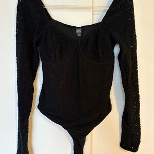 Black Lace Long Sleeve Bodysuit